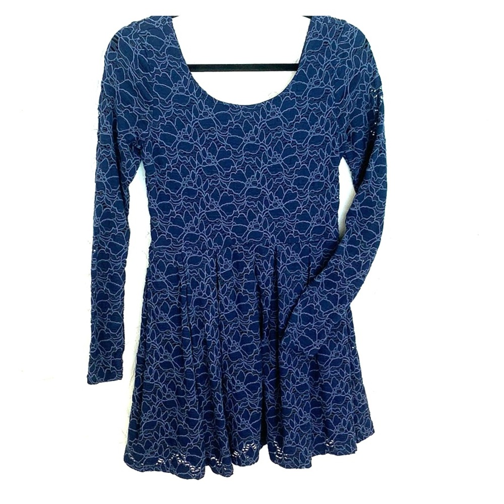 Free people navy long sleeve stretchy dress small
